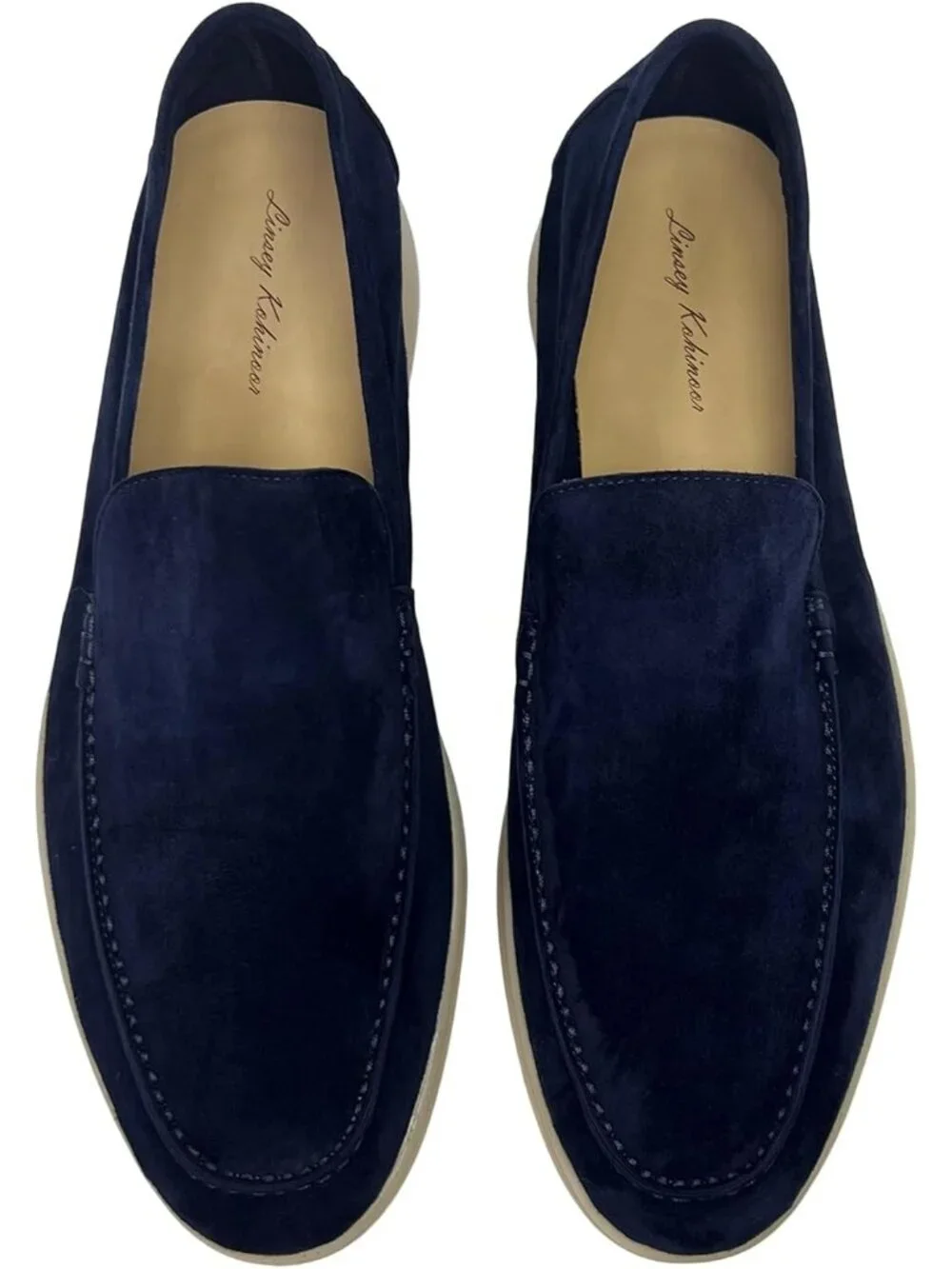 Men's Blue Loafers Shoes Genuine Sheepskin Suede Solid Minimalist Slip On